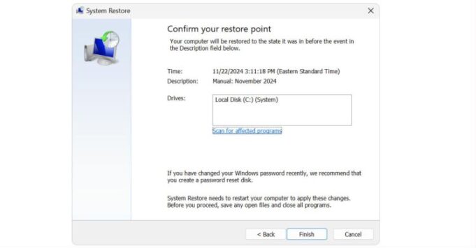 Windows 11 usuwa punkty odzyskiwania po 60 dniach

